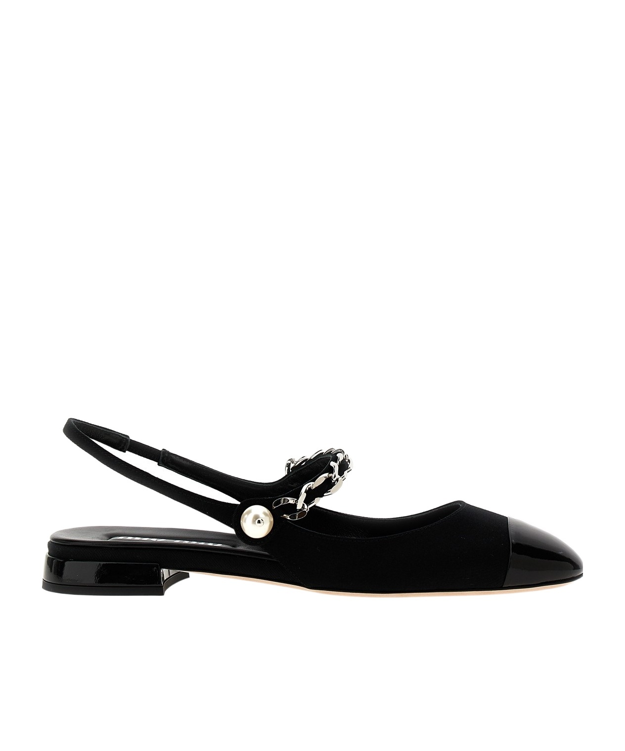 Miu Miu Round-headed Flat Sandals In Black