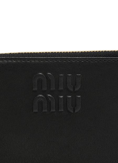 Miu Miu Mini Leather Cardholder In Black