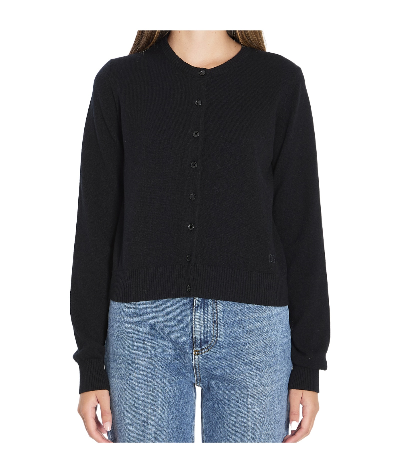 Dolce & Gabbana Button-up Cropped Cardigan In Black