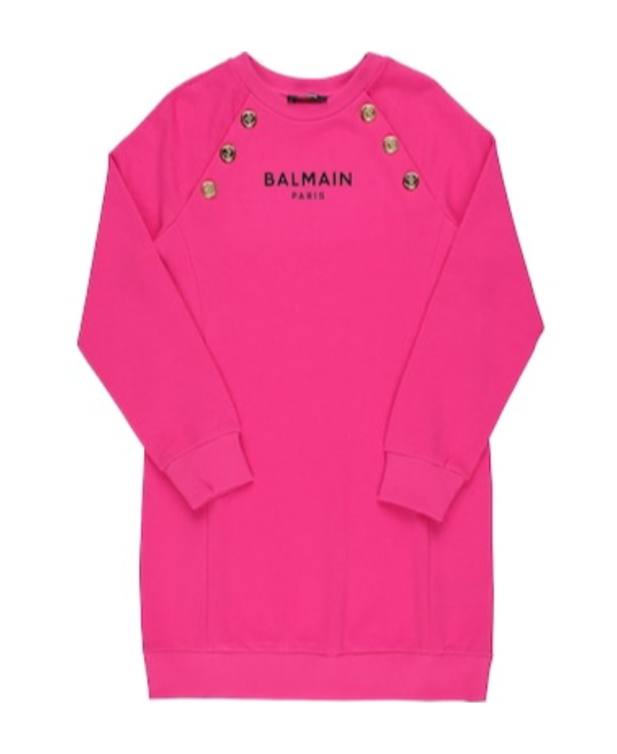 Balmain Logo-printed Hoodie Skirt In Pink
