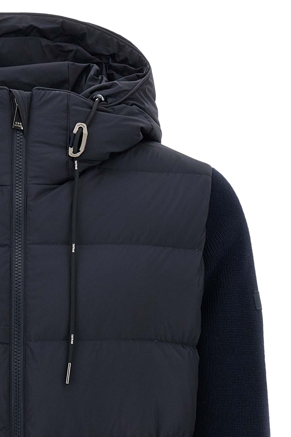 Tatras Keitie Black Down Jacket With Drawstring Hood And Logo Patch On The Side In Tech Fabric Man In Blue