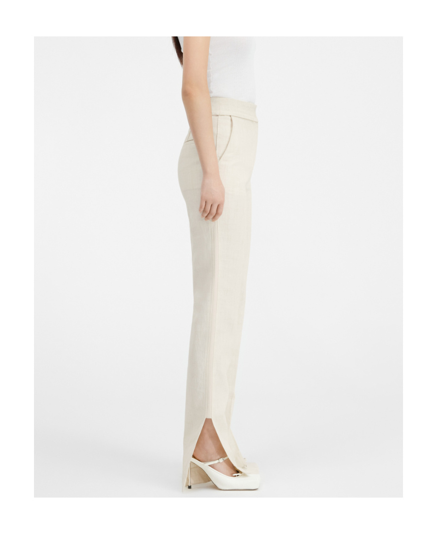 Jacquemus Side Split Straigh-leg Pants In White