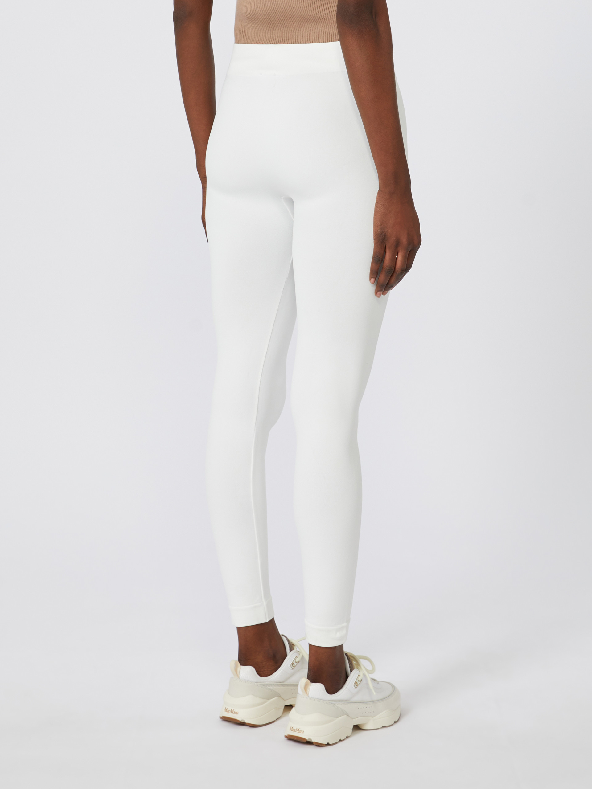 Max Mara Stretch Technical Fabric Leggings In White