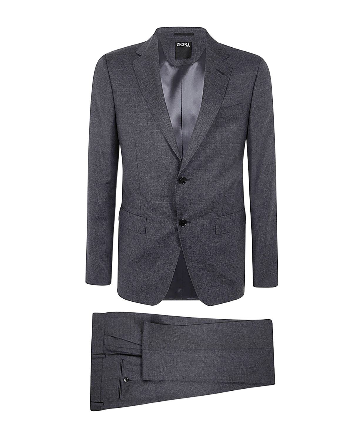 Zegna Z Single-breasted Pressed Crease Tailored Suit In Black
