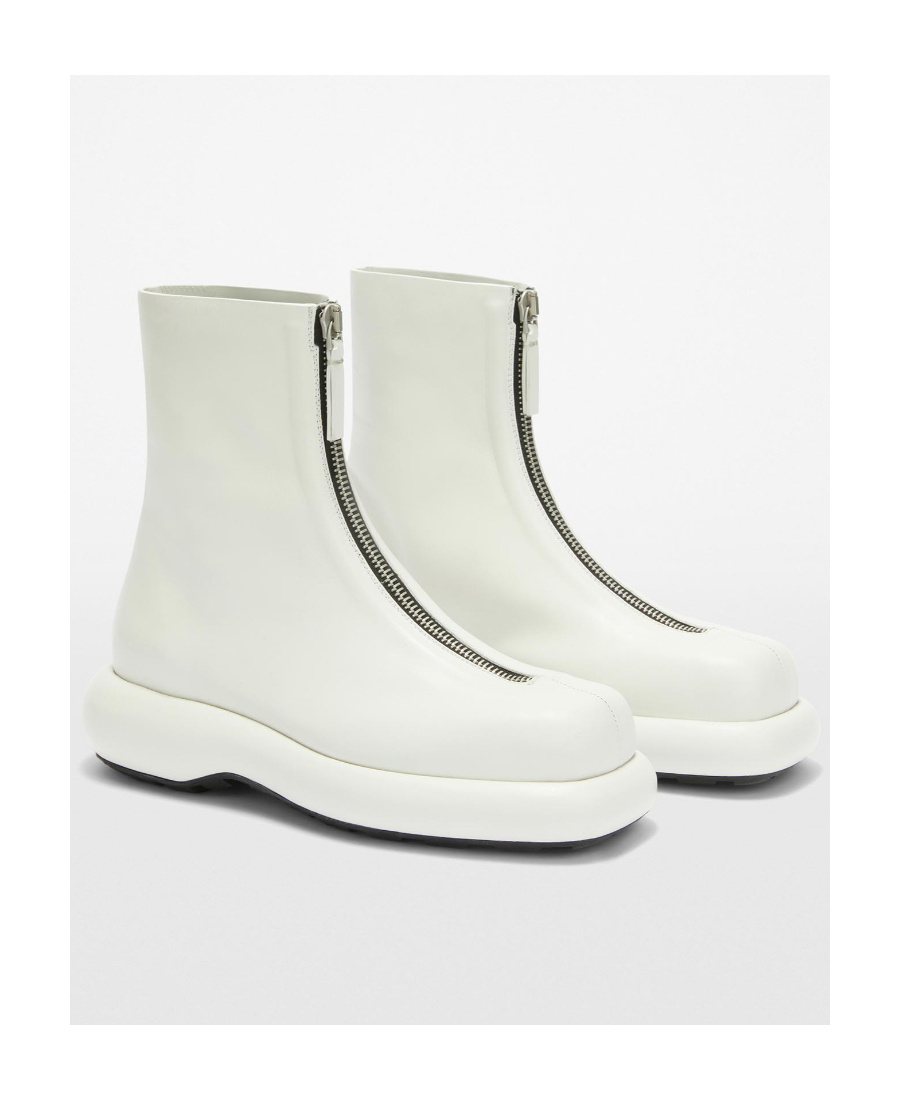 Jil Sander Zip-up Leather Boots In White
