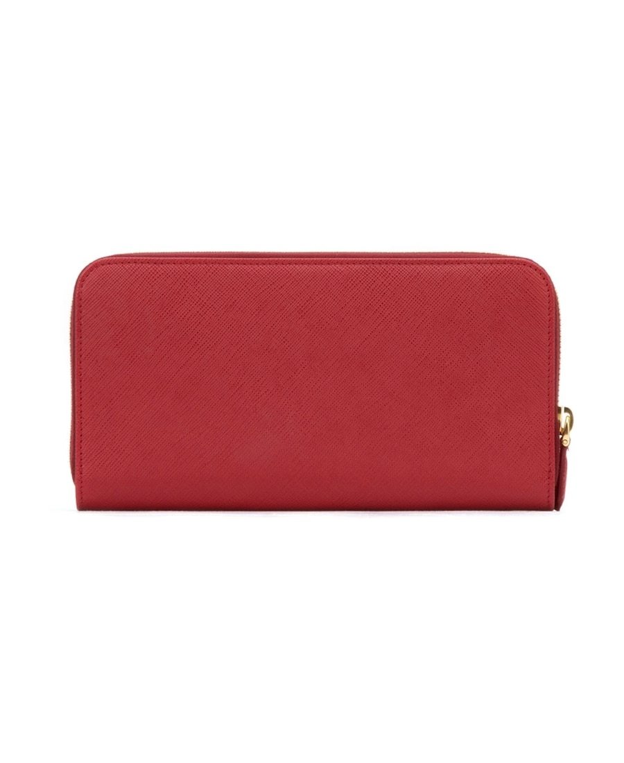 Prada Logo-plaque Zip-around Wallet In Red