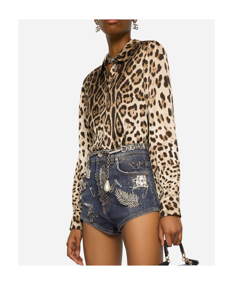 Dolce & Gabbana Leopard-print Silk Shirt In Black