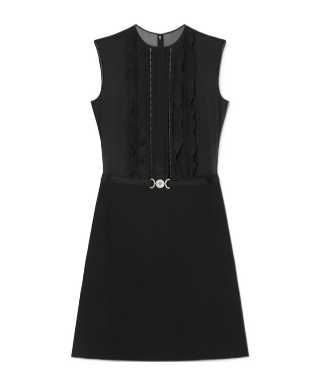 Versace A-line Silk Georgette Mini Dress In Black