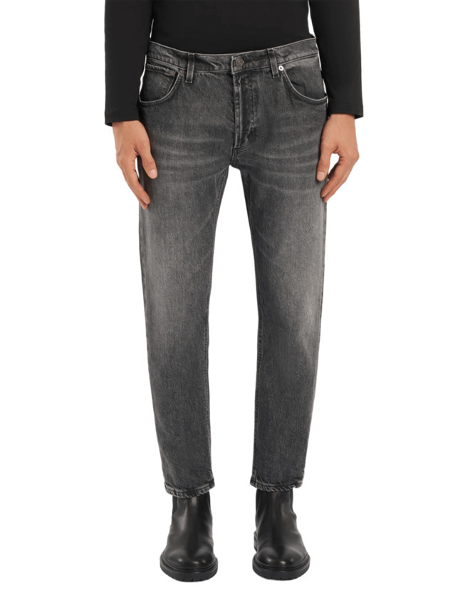 Dondup Vintage Black Wash Carrot Fit Jeans In Black
