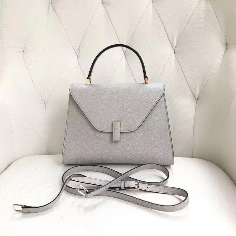 Valextra Iside Leather Crossbody Bag In Gray