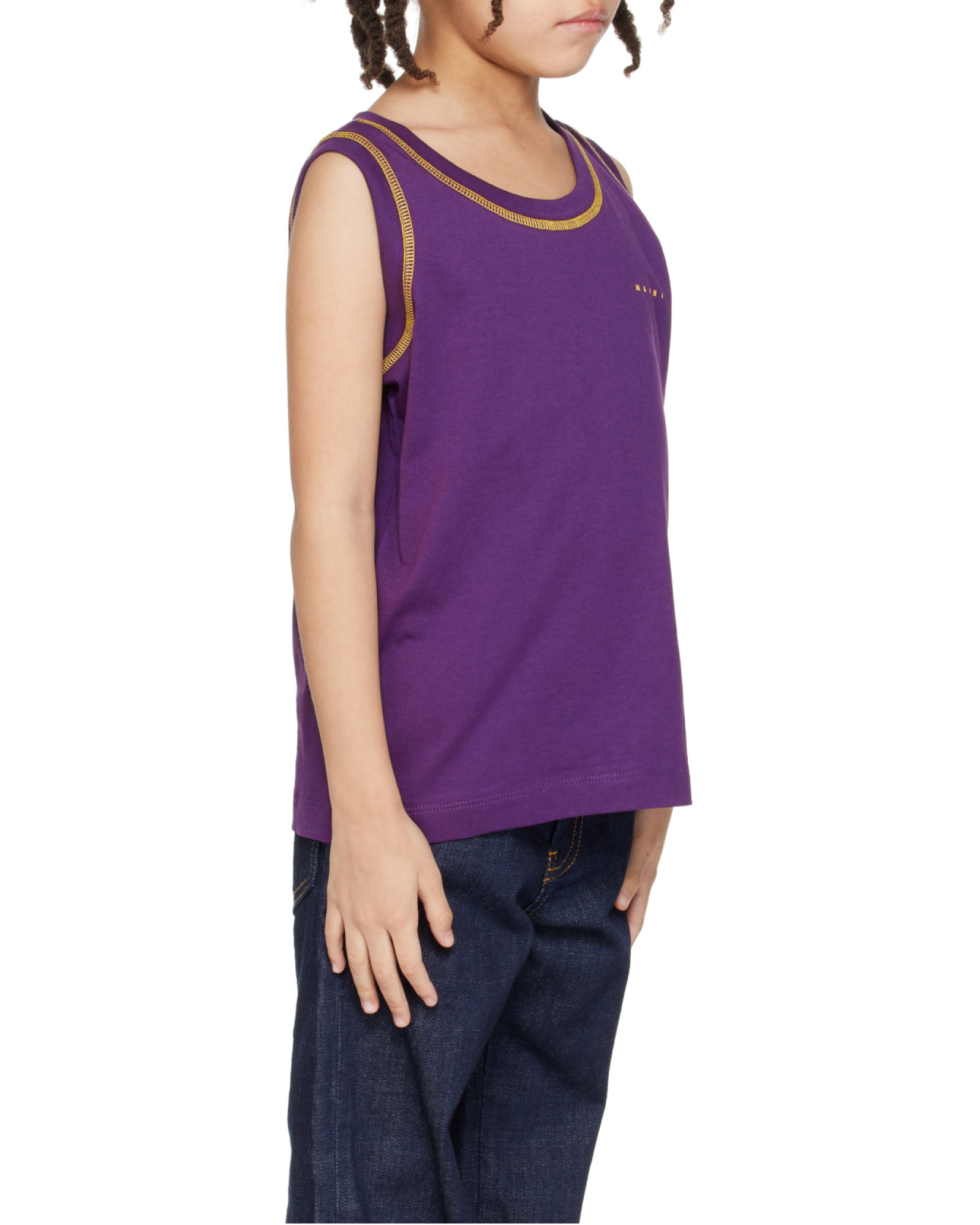 Marni Kids Purple Printed-logo Tank Top In Purple