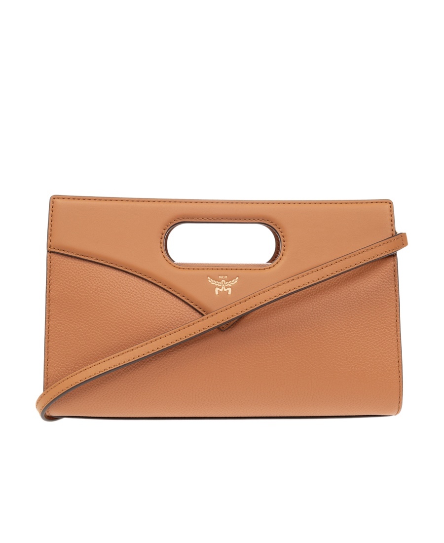 Mcm Structured Envelope Leather Handbag In Brown