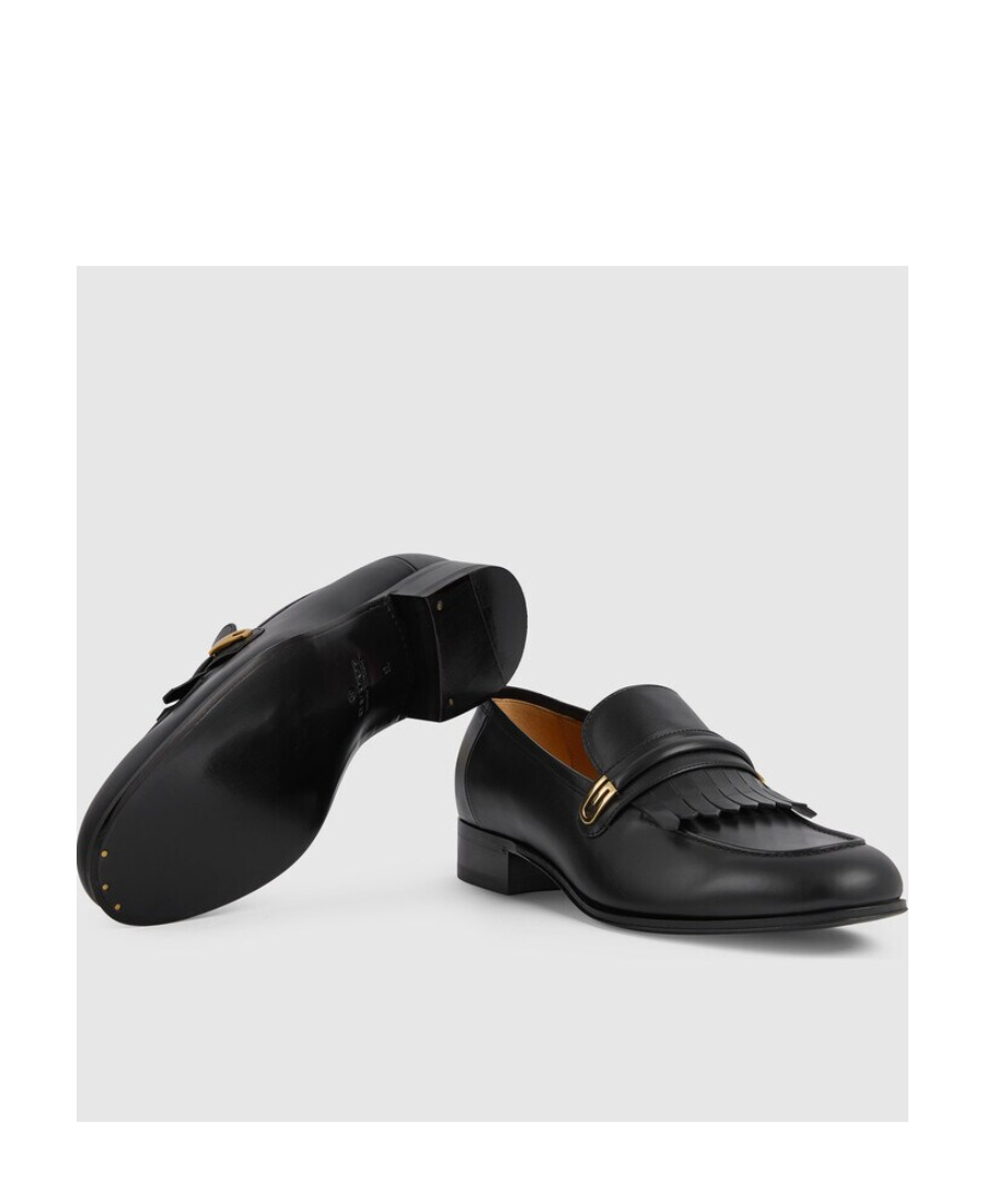 Gucci Horsebit Detail Leather Loafer With Gold-tone Hardware In Black