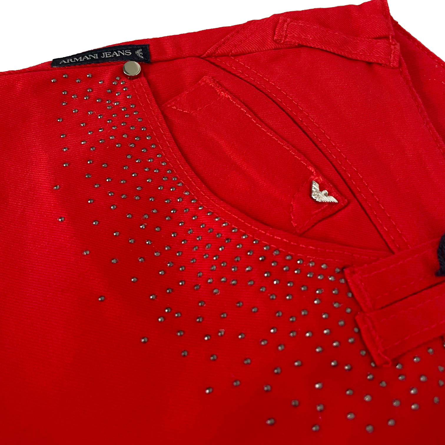 Shop Armani Jeans Logo Jeans In Red