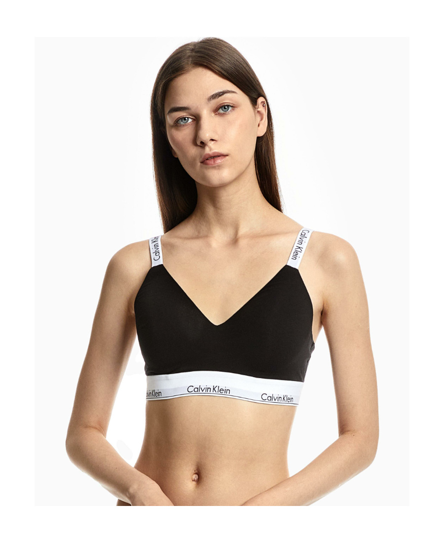 Calvin Klein Modern Cotton Unlined Triangle Bralette In Black