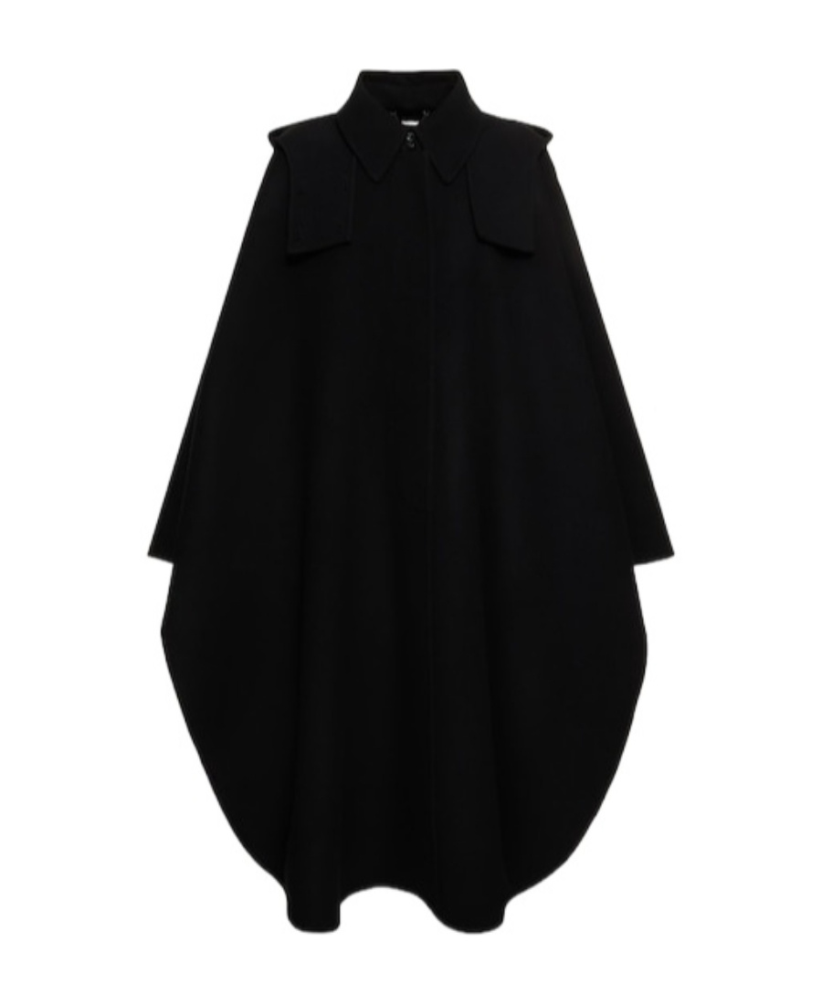 Chloé Hooded Cape Coat In Wool And Cashmere In Black