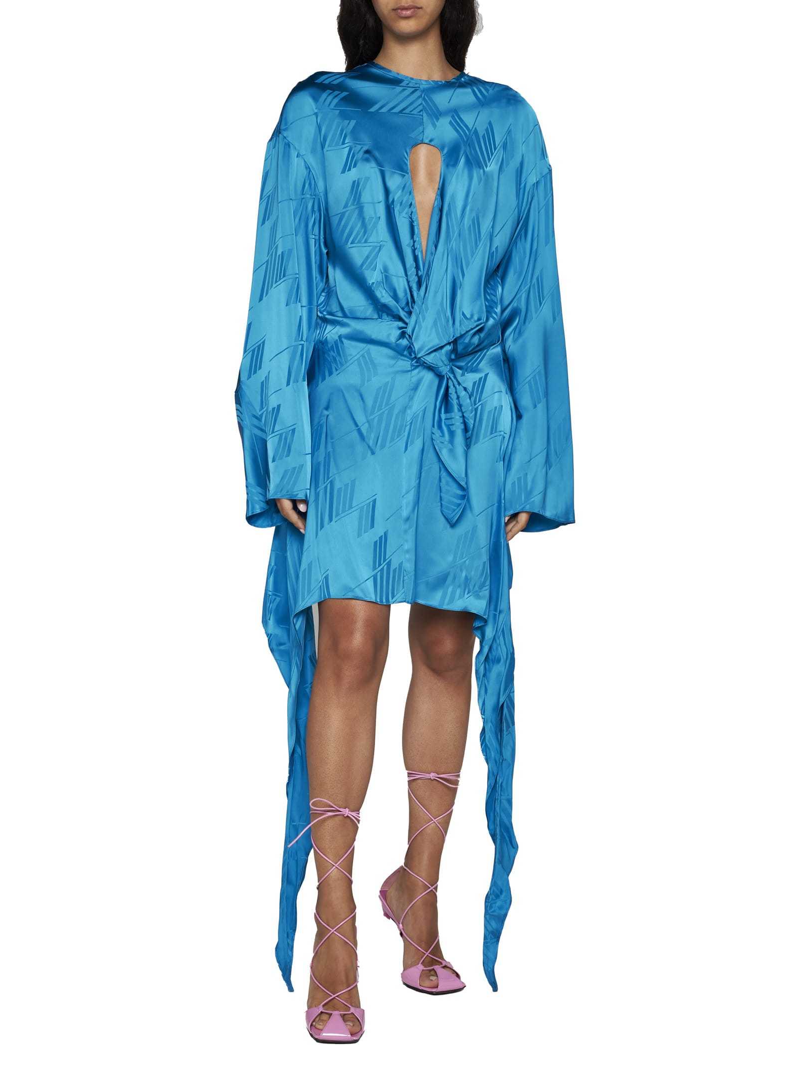 Attico Women's Asymmetric Satin Mini Dress In Blue