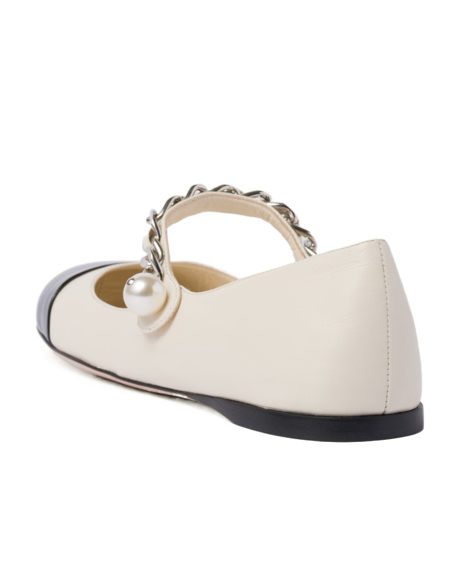 Miu Miu Ankle Strap Ballerinas In White