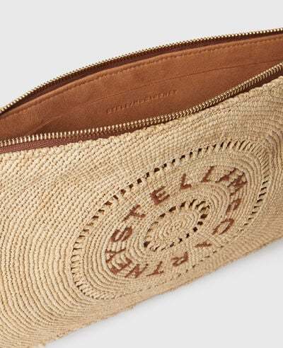 Stella Mccartney Logo Raffia Clutch Pouch