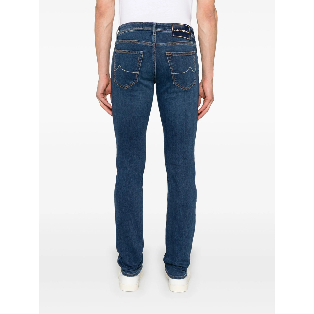Jacob Cohen Blue Logo Print Jeans In Blue