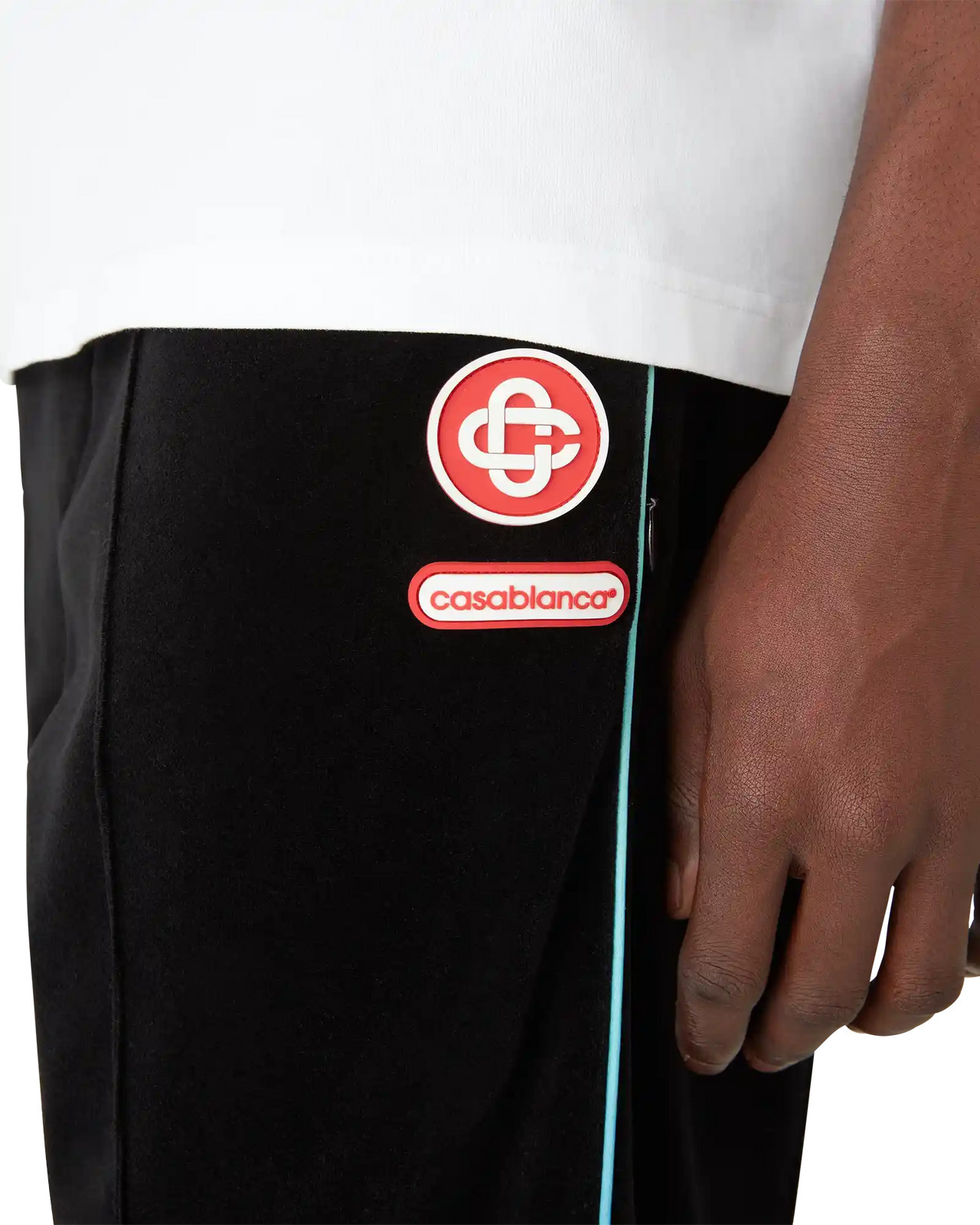 Casablanca Logo-patch Stripe-detail Track Pants In Black
