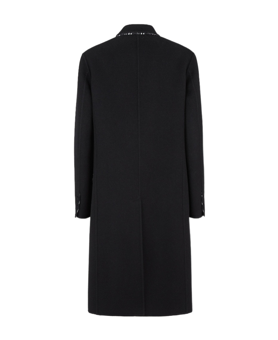 Fendi Ff-print Double-breasted Reversible Coat In Black