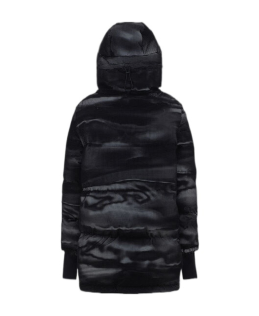 Herno Abstract-patterned Zip-up Coat In Black