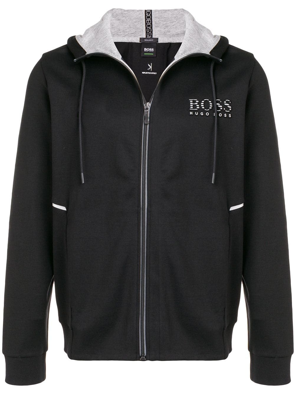 HUGO BOSS LOGO EMBROIDERED PATCH HOODED SWEATER