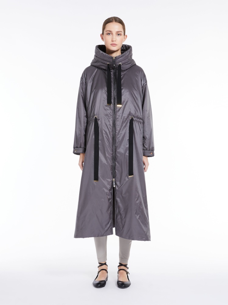 Max Mara Hooded Puffer Coat In Gray