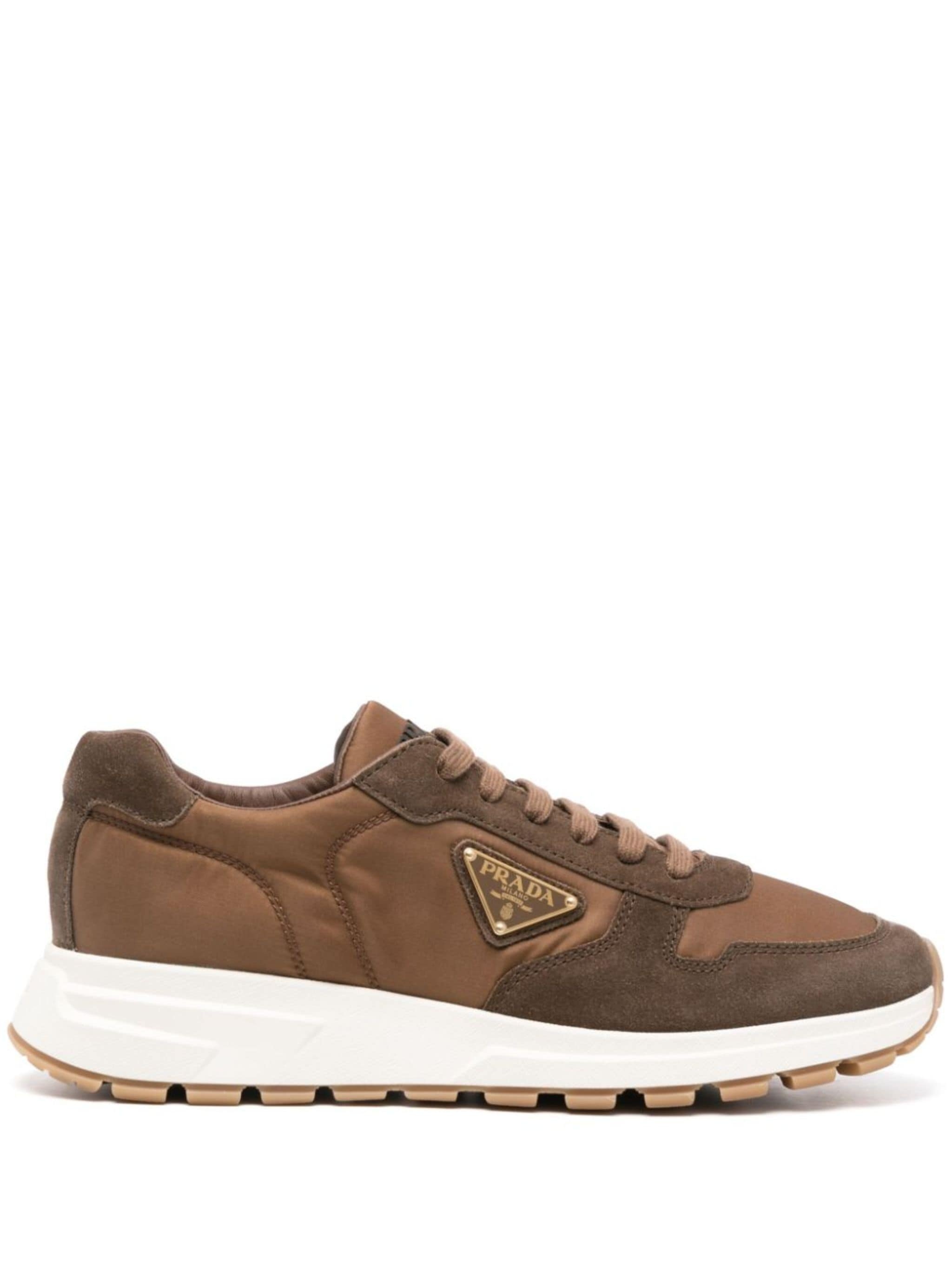 Prada Suede Low-top Sneakers Rubber Sole In Brown