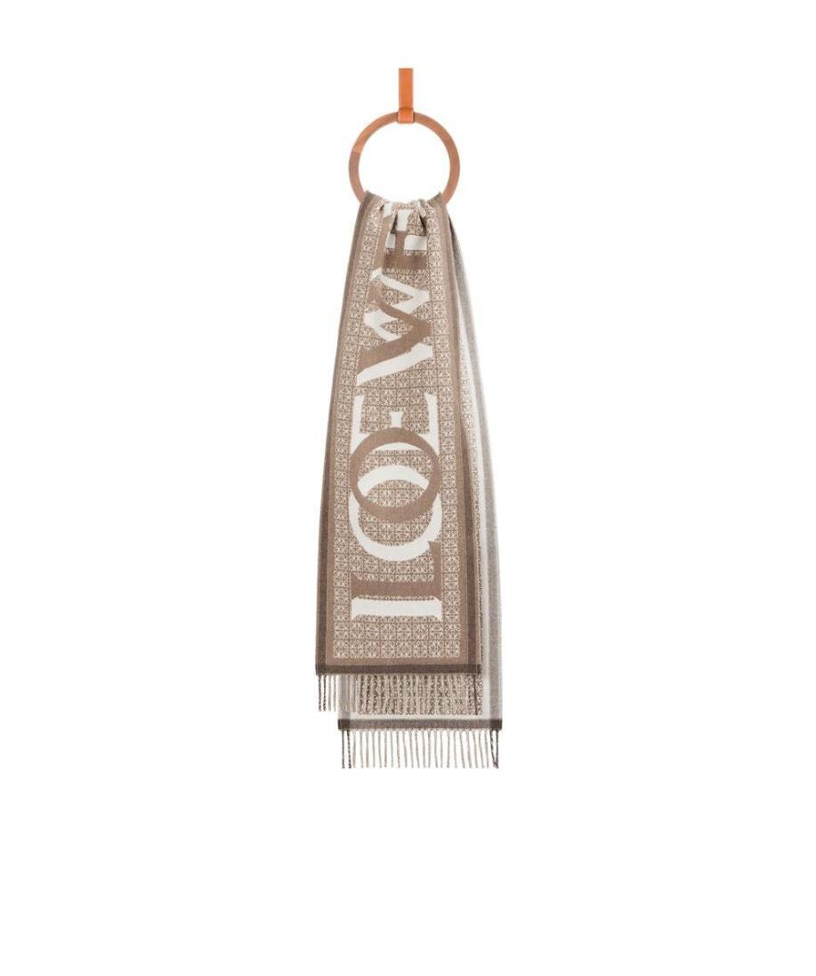 Loewe Love Wool-blend Scarf In Nude