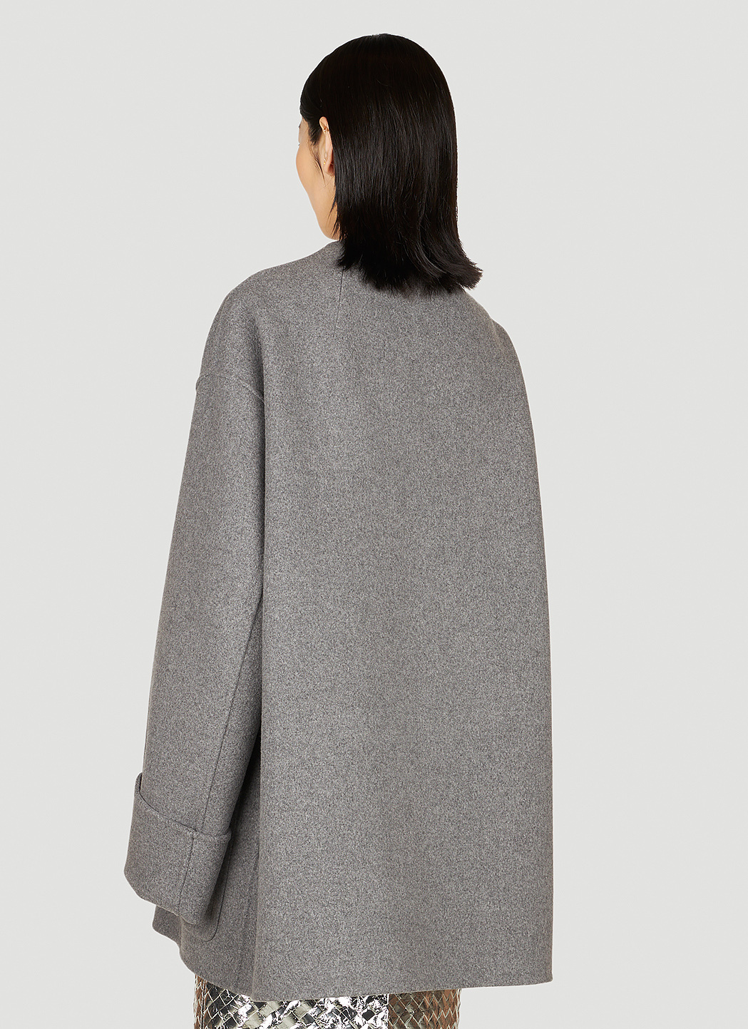 Bottega Veneta V-neck Coat In Gray
