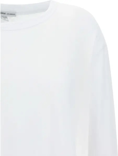 James Perse Crepe Jersey Oversized Long Sleeve Crew In White