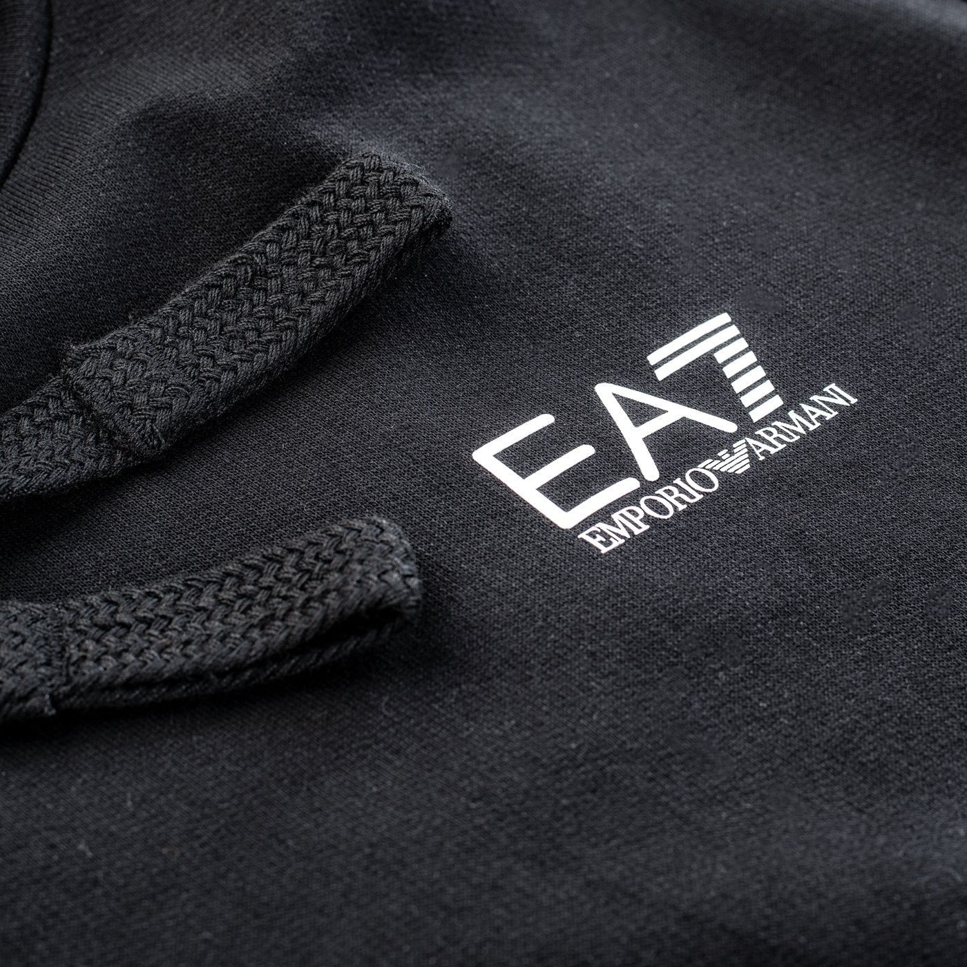 Ea7 Logo-print Cotton Hoodie In Black