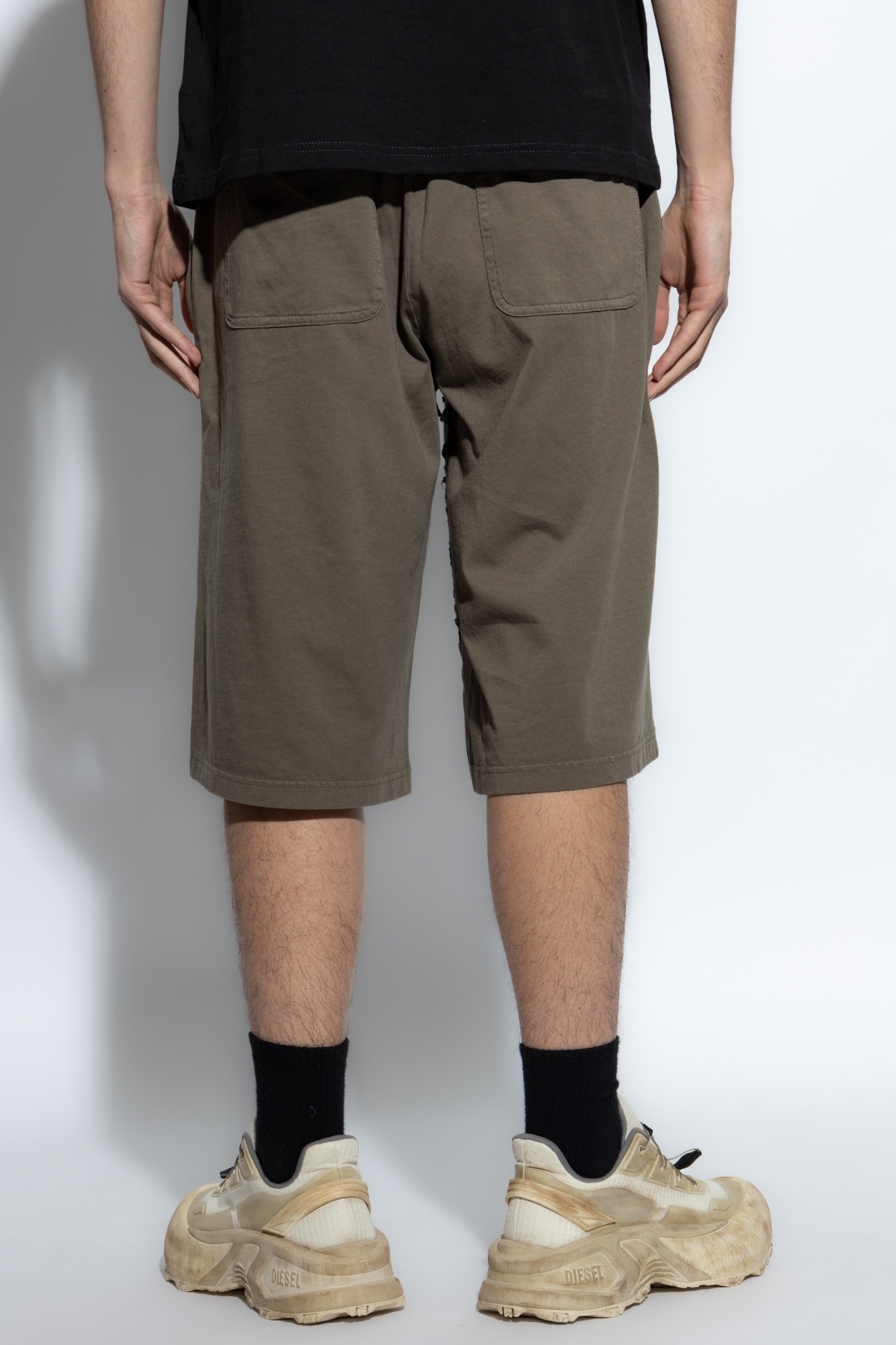 Diesel Elastic Waist Shorts In Gray