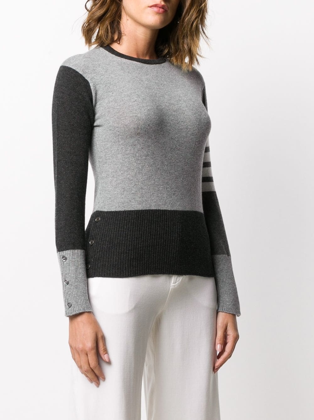 Thom Browne 4-bar Colour-block Jumper In Gray