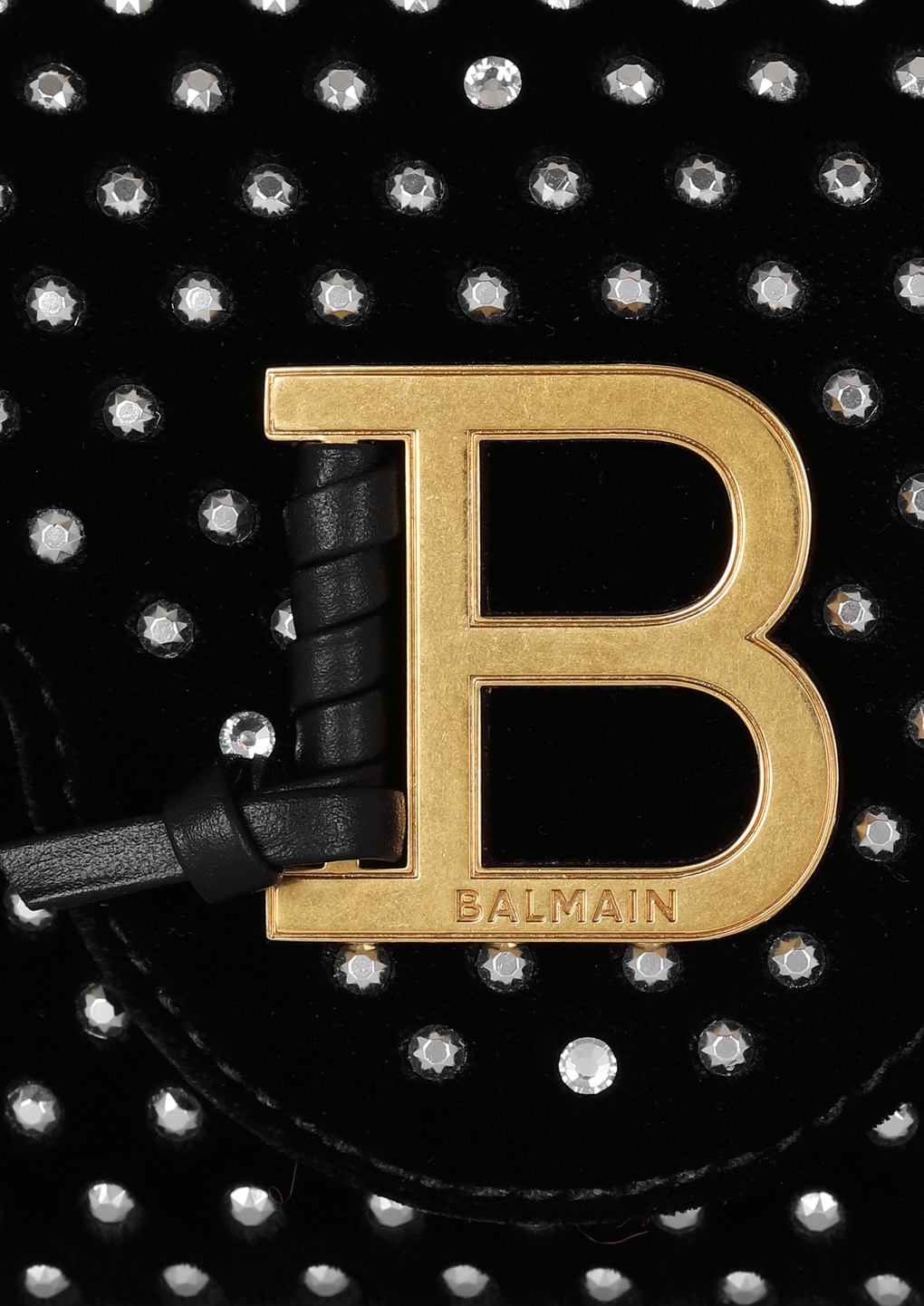BALMAIN B-BUZZ MINI VELVET AND CRYSTAL BAG
