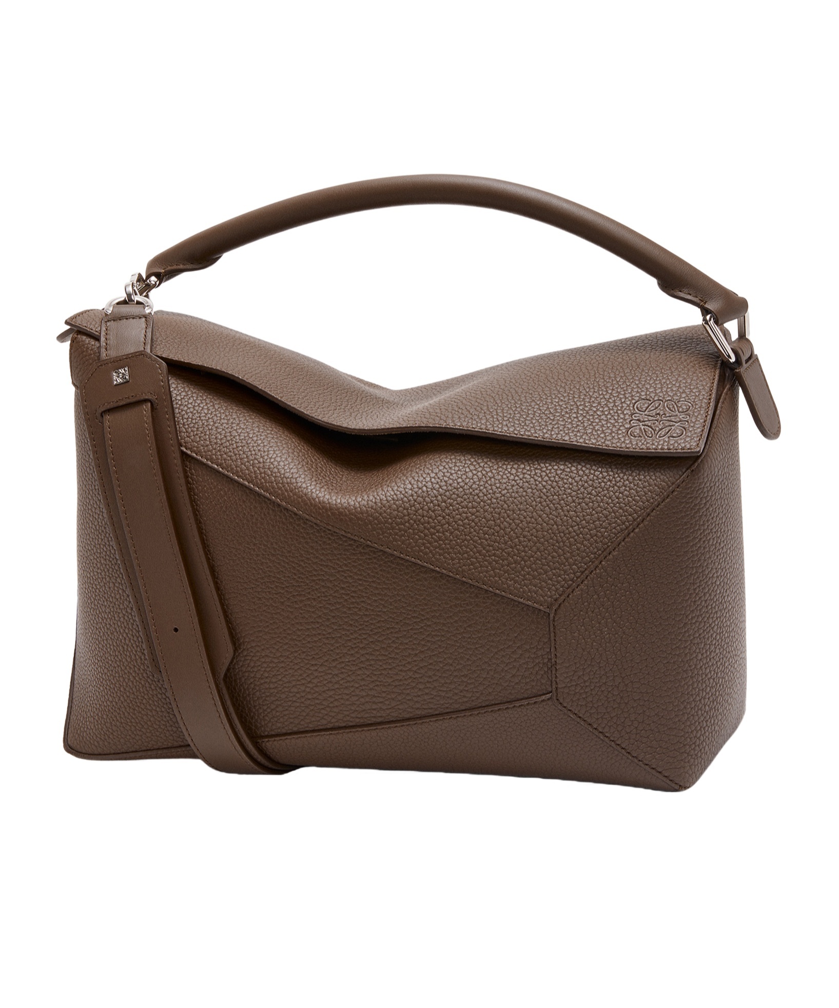 Loewe Large Puzzle Edge Grain Shoulder Bag In Brown