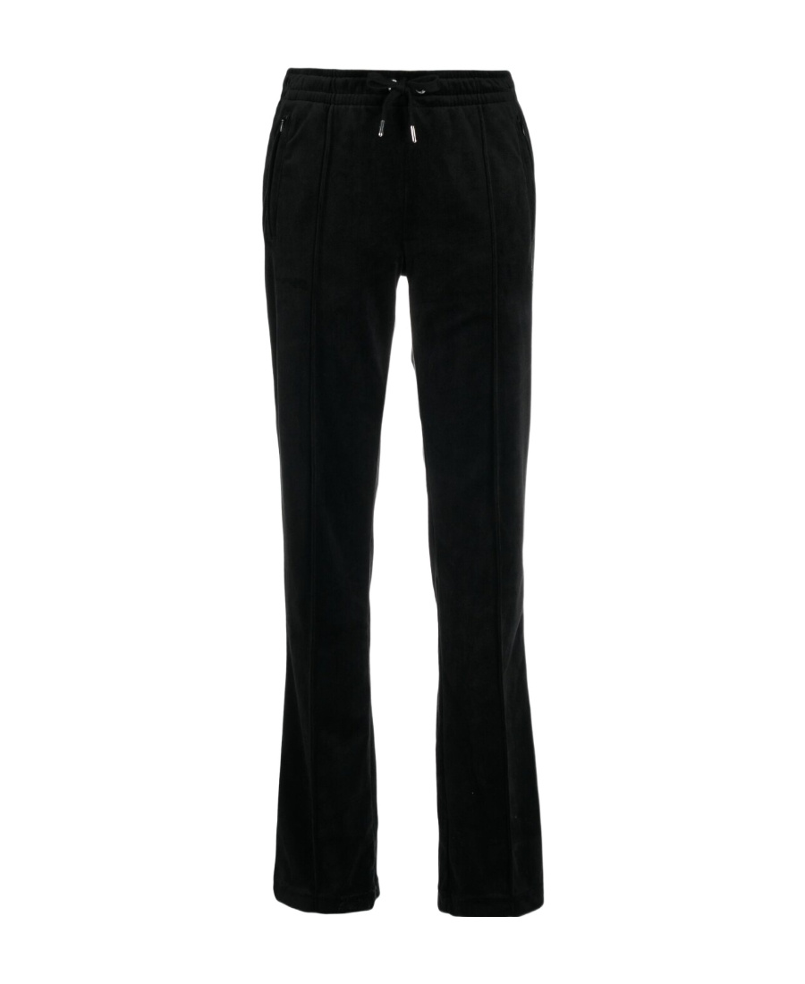 Juicy Couture Rhinestone-embellished Velvet Track Pants In Black