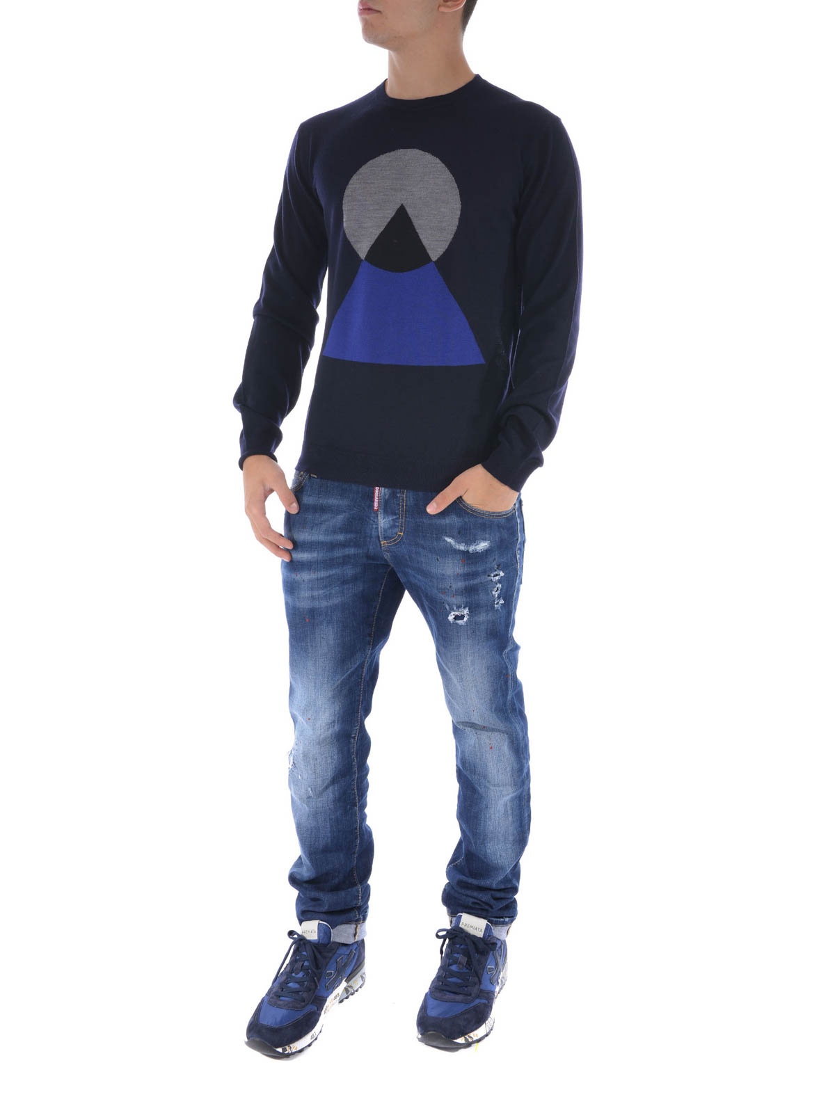 Kenzo Geometrical Pattern Sweater In Black