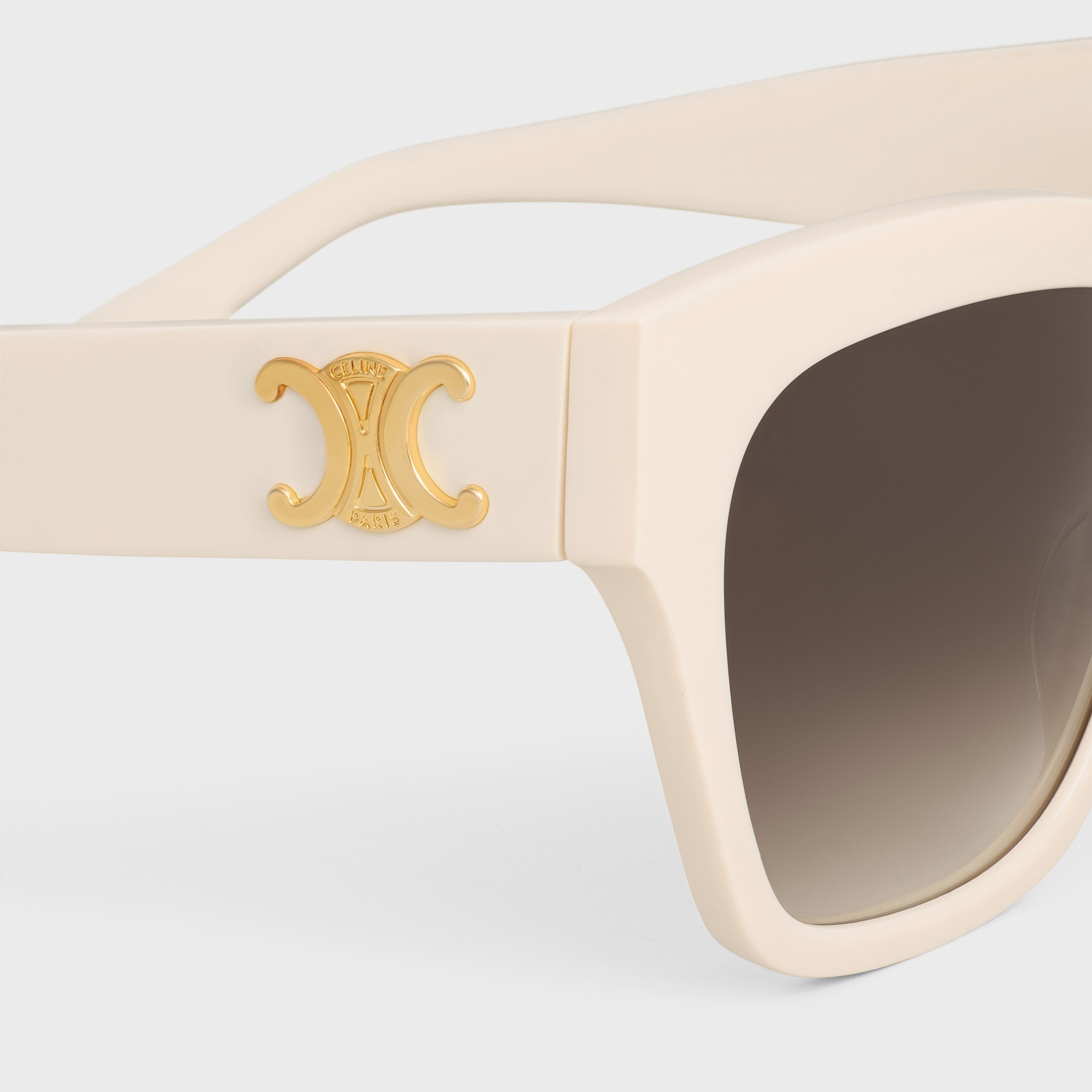 Celine Womens Cream Cl40253i Triomphe Square-frame Acetate Sunglasses In Brown