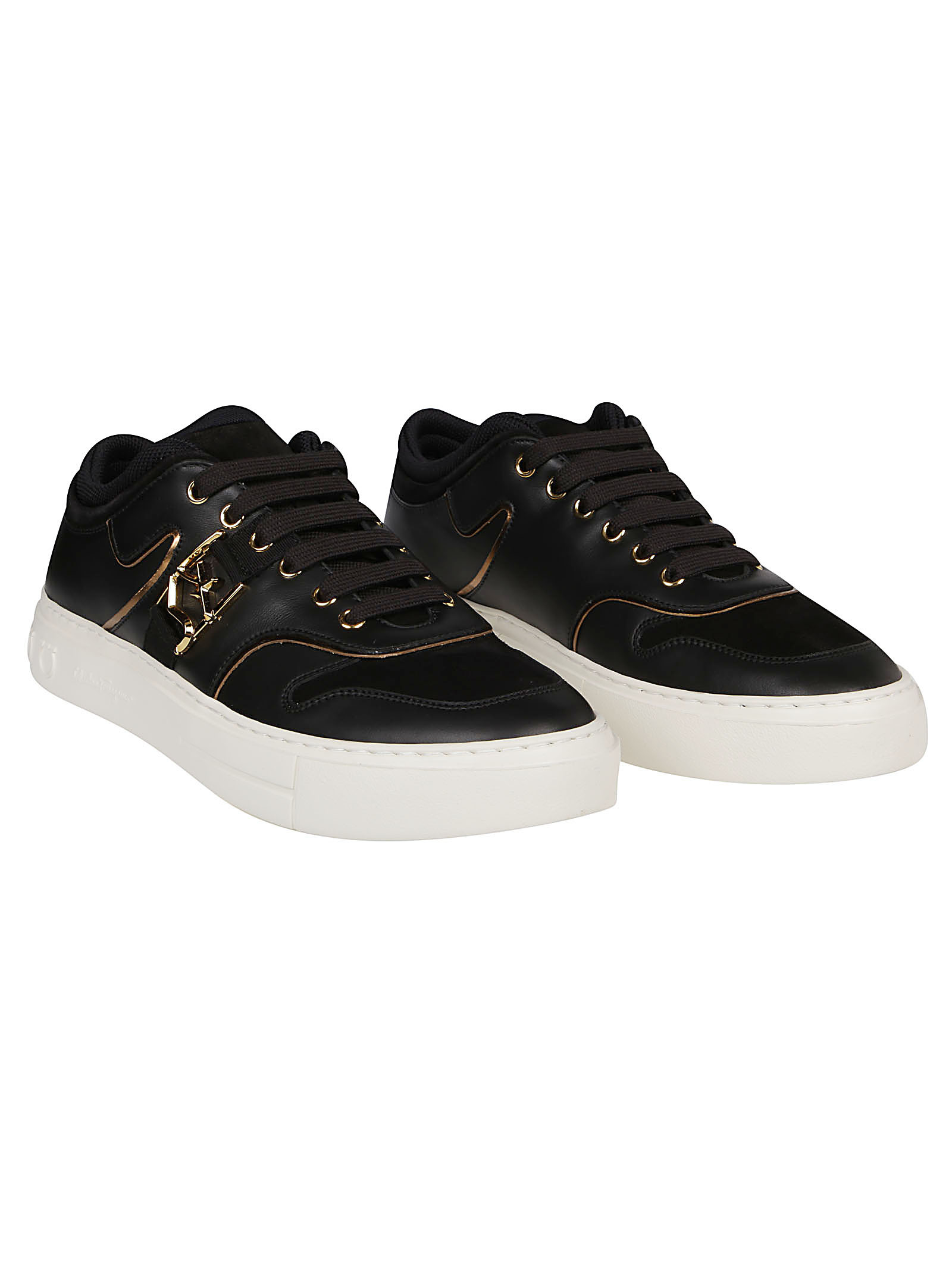 Ferragamo Borg Logo Low-top Sneakers In Multi