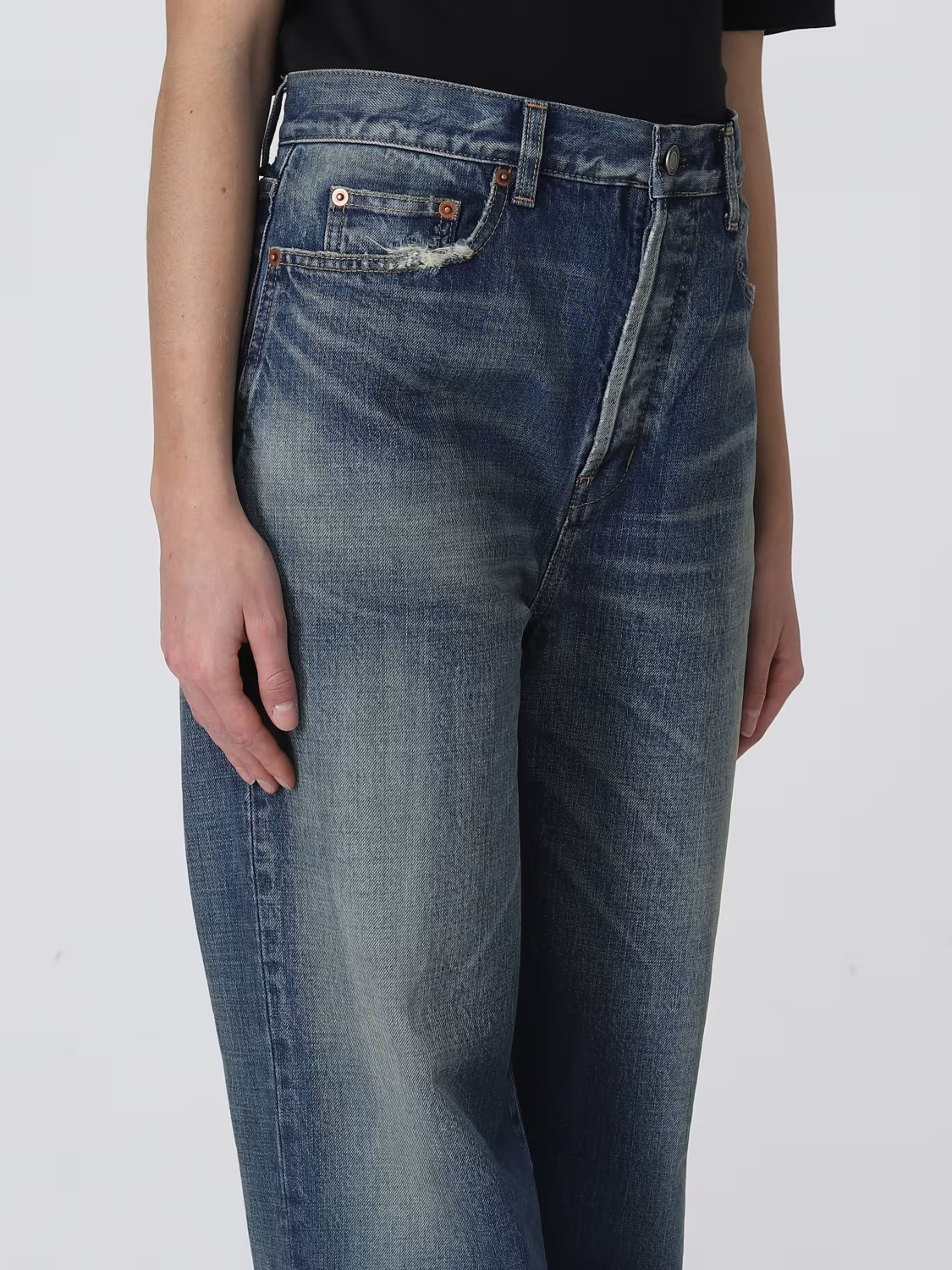 Saint Laurent High-waisted Bootcut Jeans In Blue