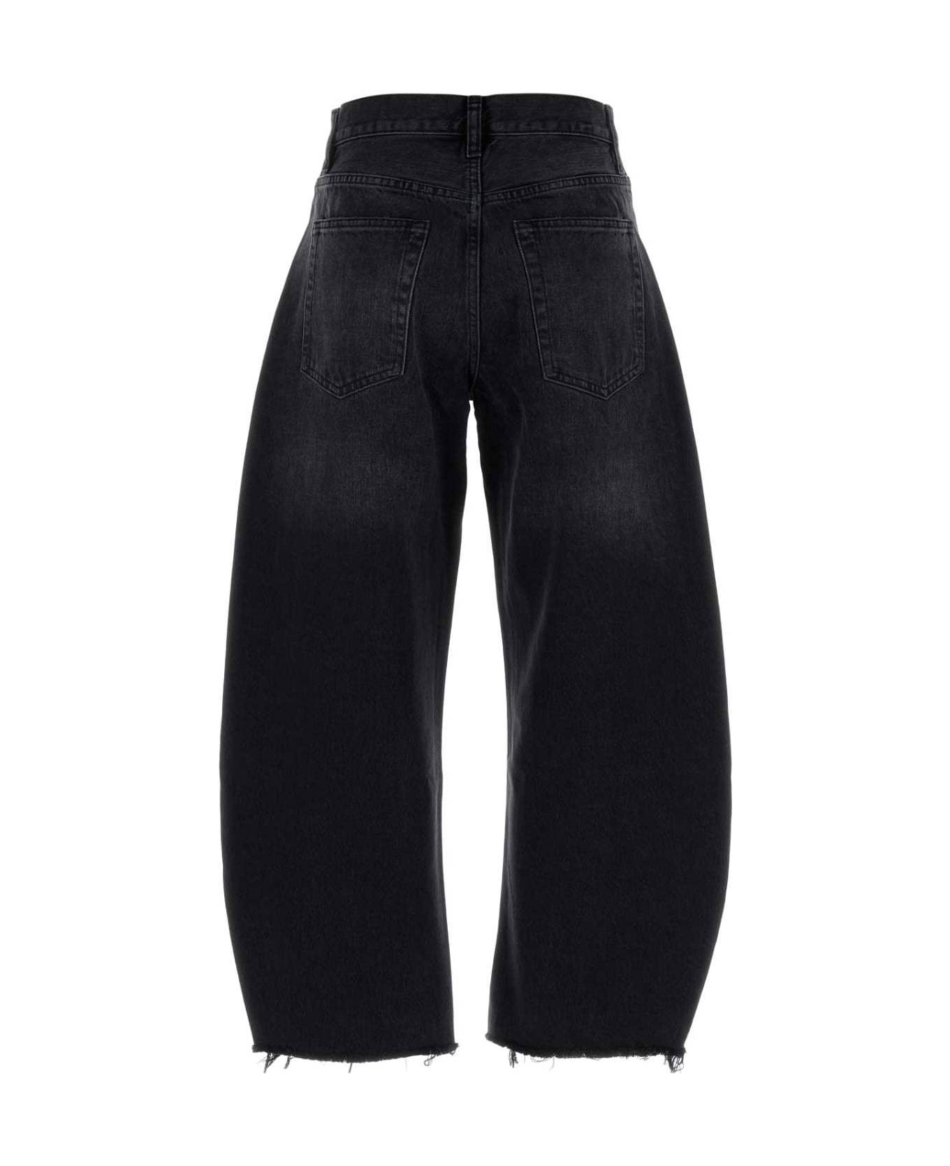 Frame Crop Wide-leg Denim Trousers In Black