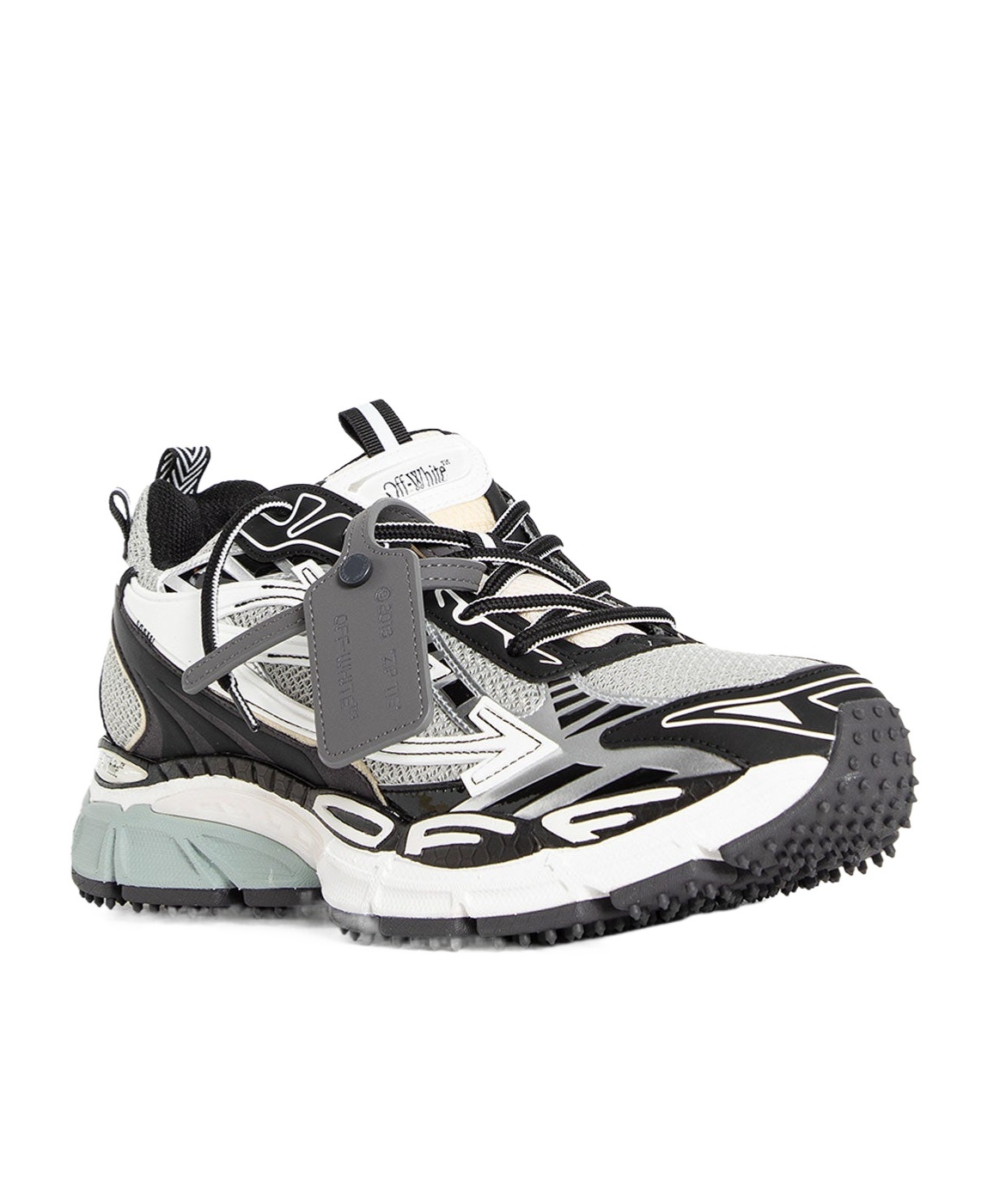 Off-white Ow Be Right Back Grey Low Top Sneakers With Zip-tie Detail In Mesh And Leather Man In White