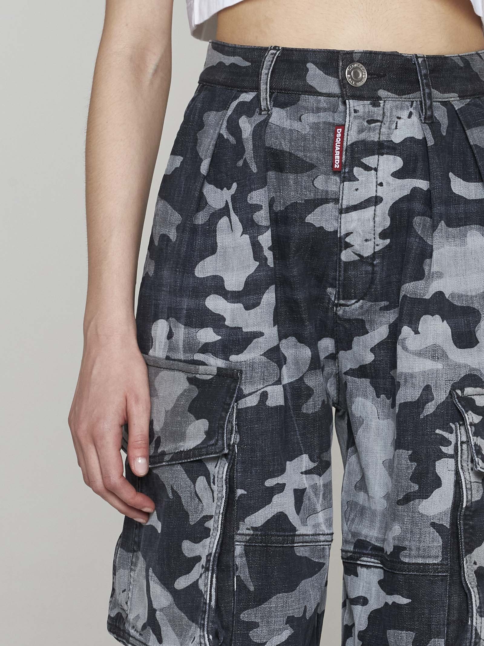 Dsquared2 Camouflage-print High Waist Tousers In Black