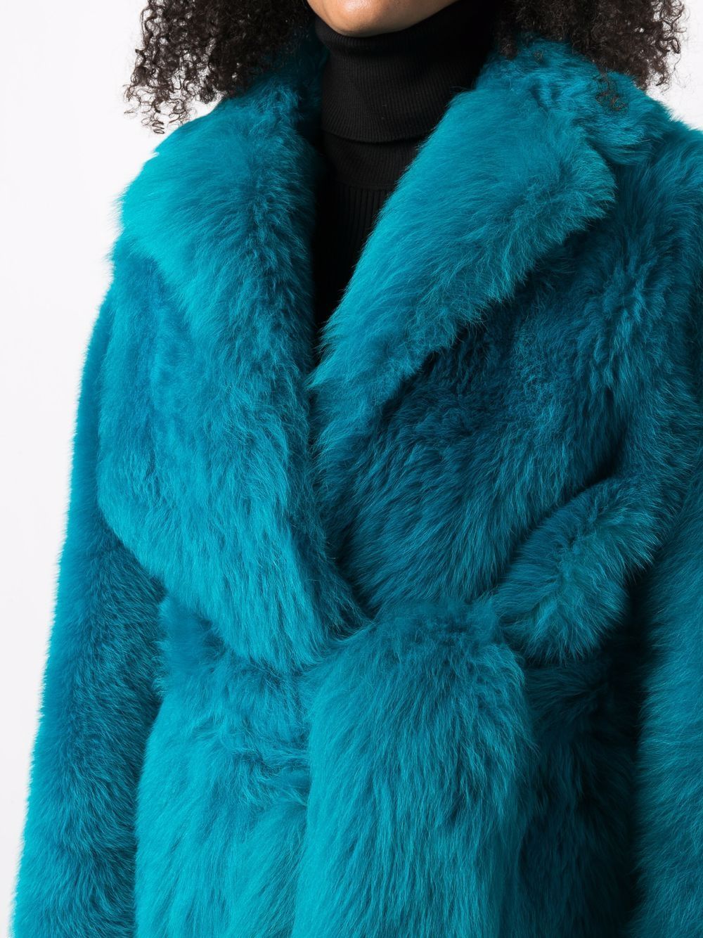 Bottega Veneta Shearling Coat In Blue