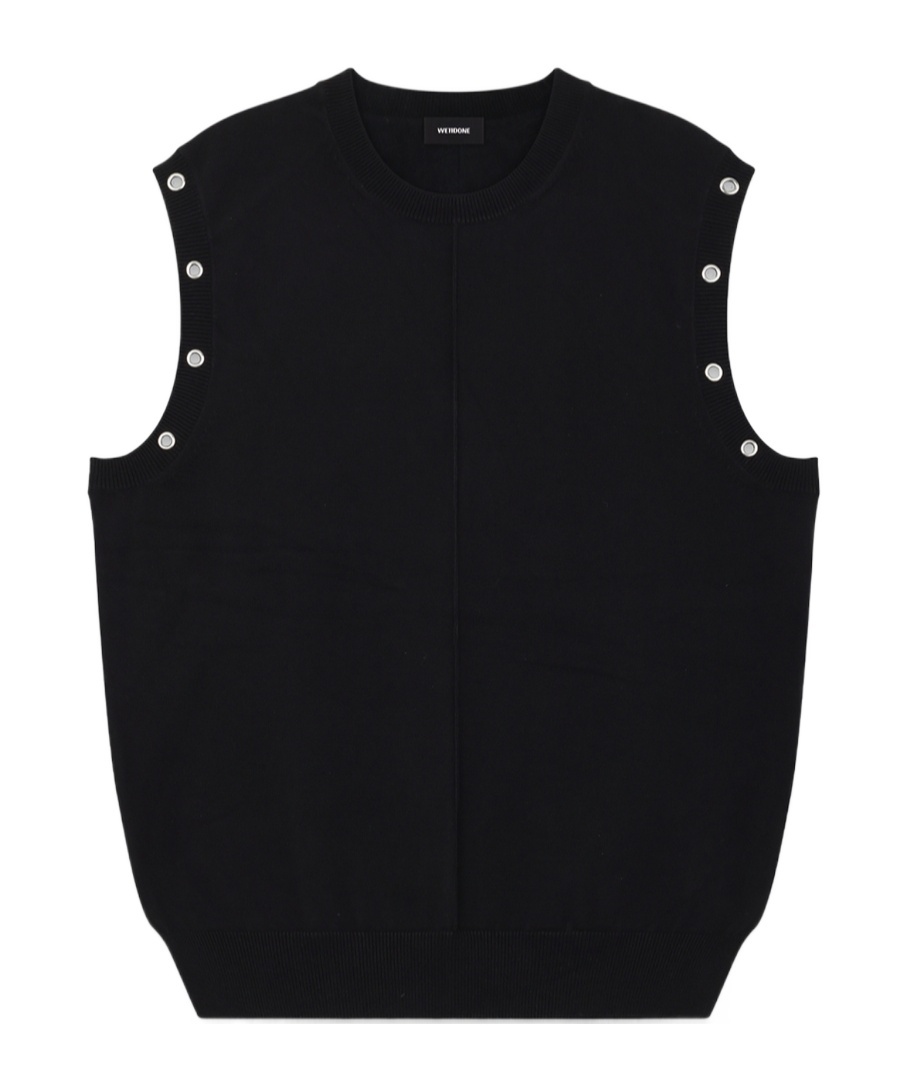 We11 Done Eyelet Knit Vest In Black