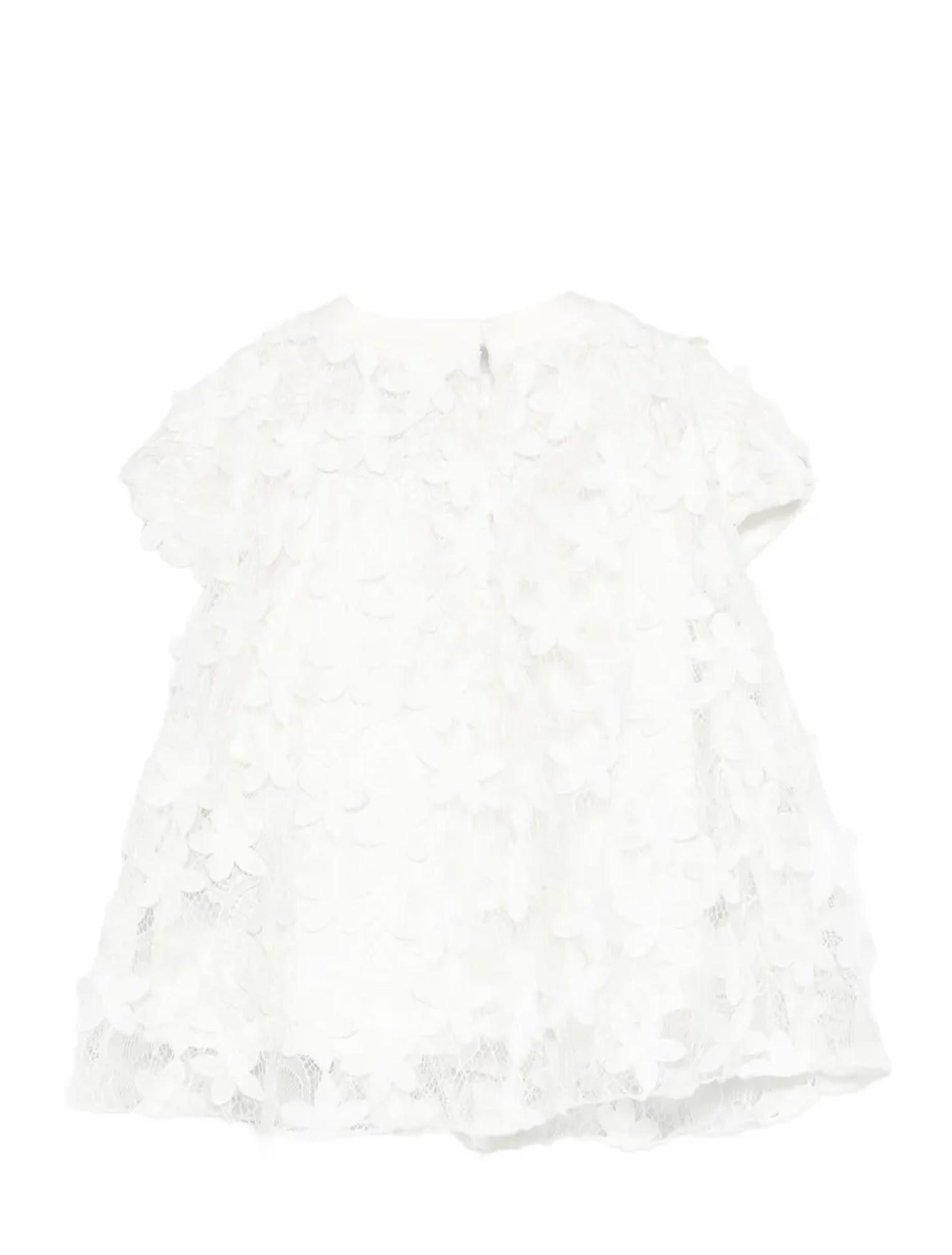 Balmain Kids Floral Laced Dress In White