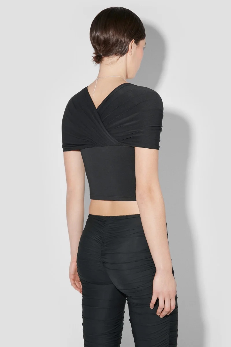Misbhv Draped Elastic T-shirt In Black